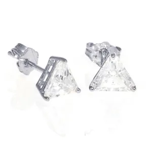 Sterling Silver CZ Triangle Stud Earrings