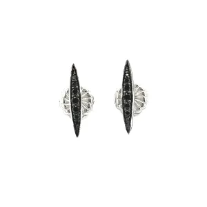 Sterling Silver Diamond Marquise Design Stud Earrings