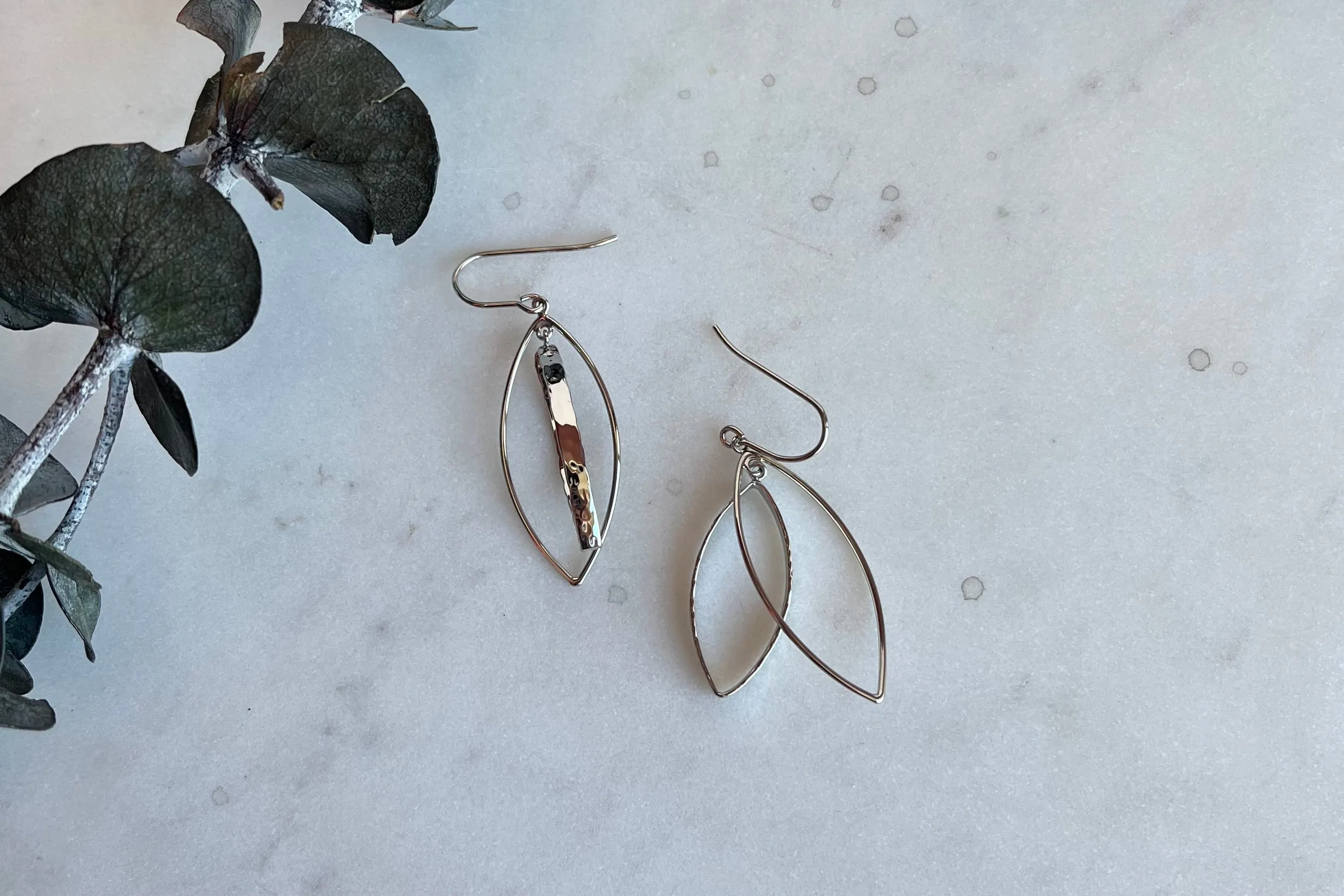 Sterling Silver Hammered Dangle Earrings