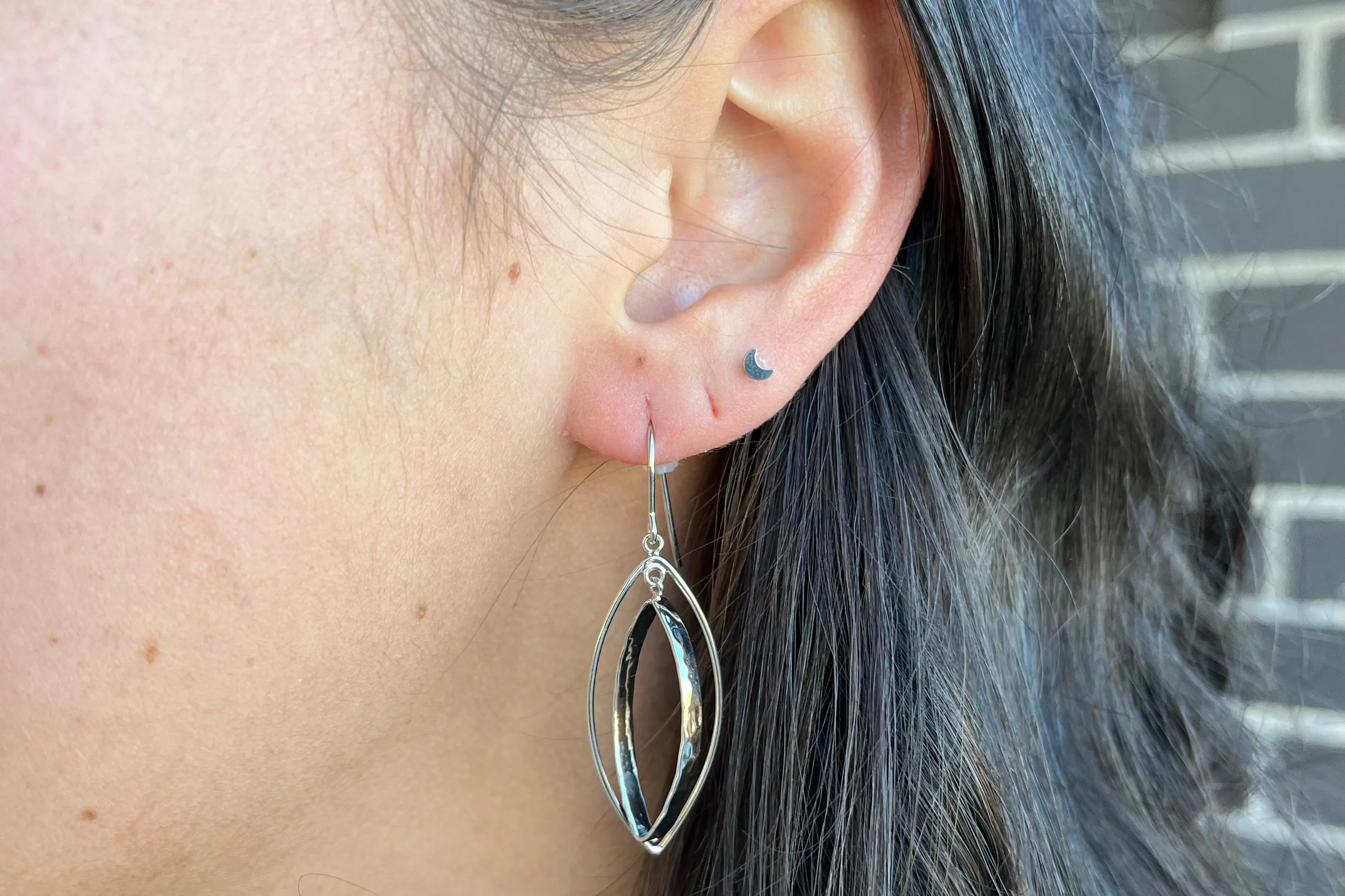 Sterling Silver Hammered Dangle Earrings