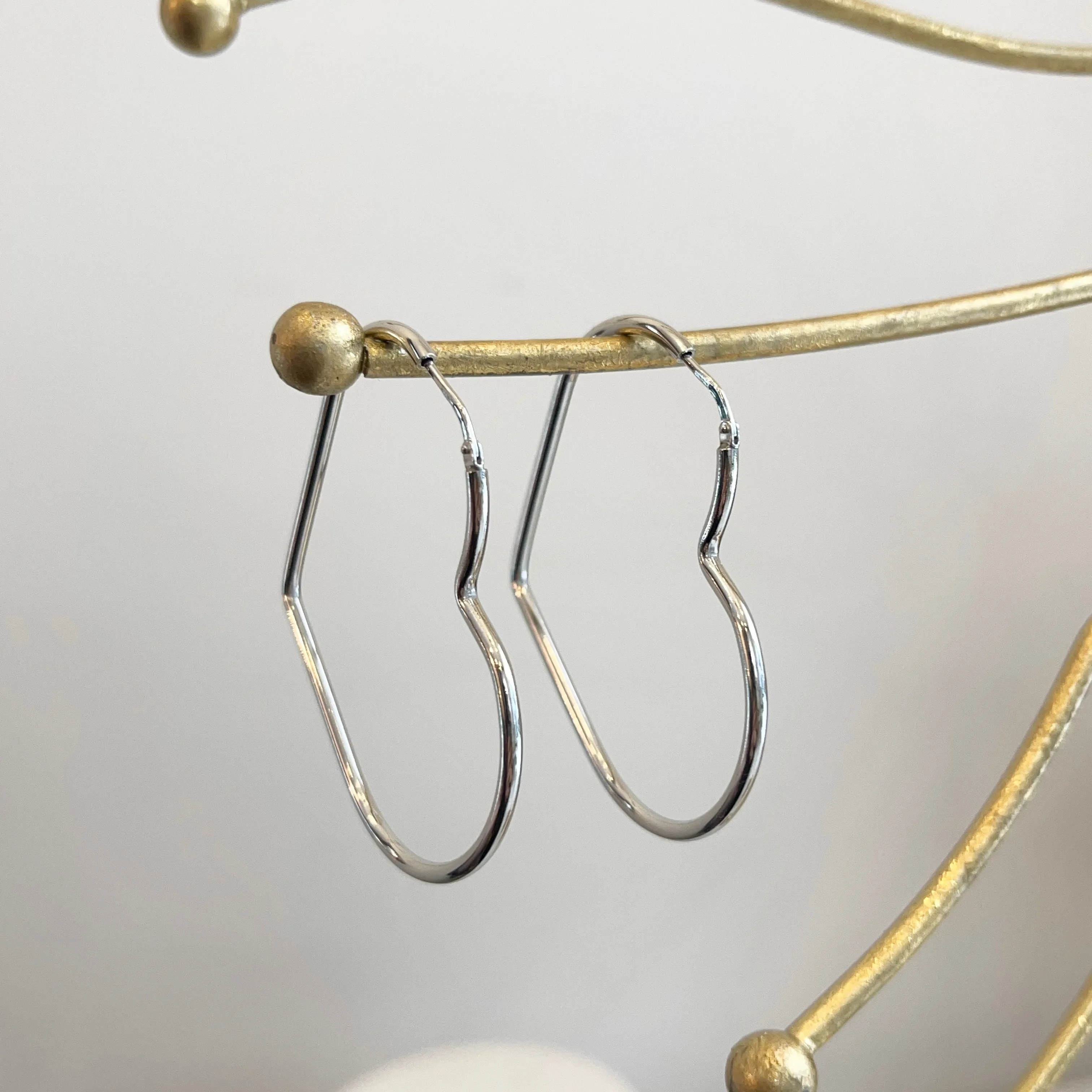 Sterling Silver Heart Shaped Endless Hoop Earrings 45mm