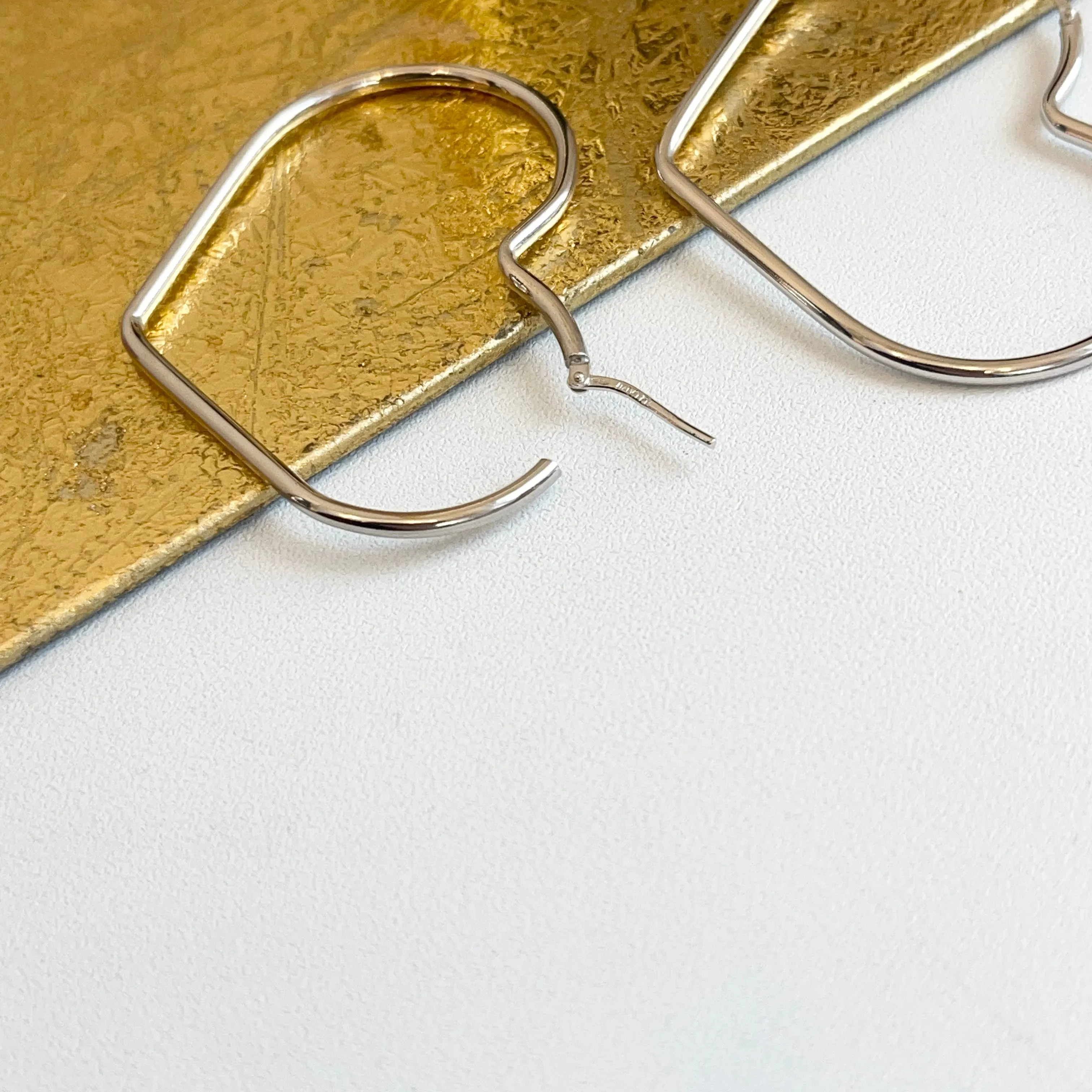 Sterling Silver Heart Shaped Endless Hoop Earrings 45mm
