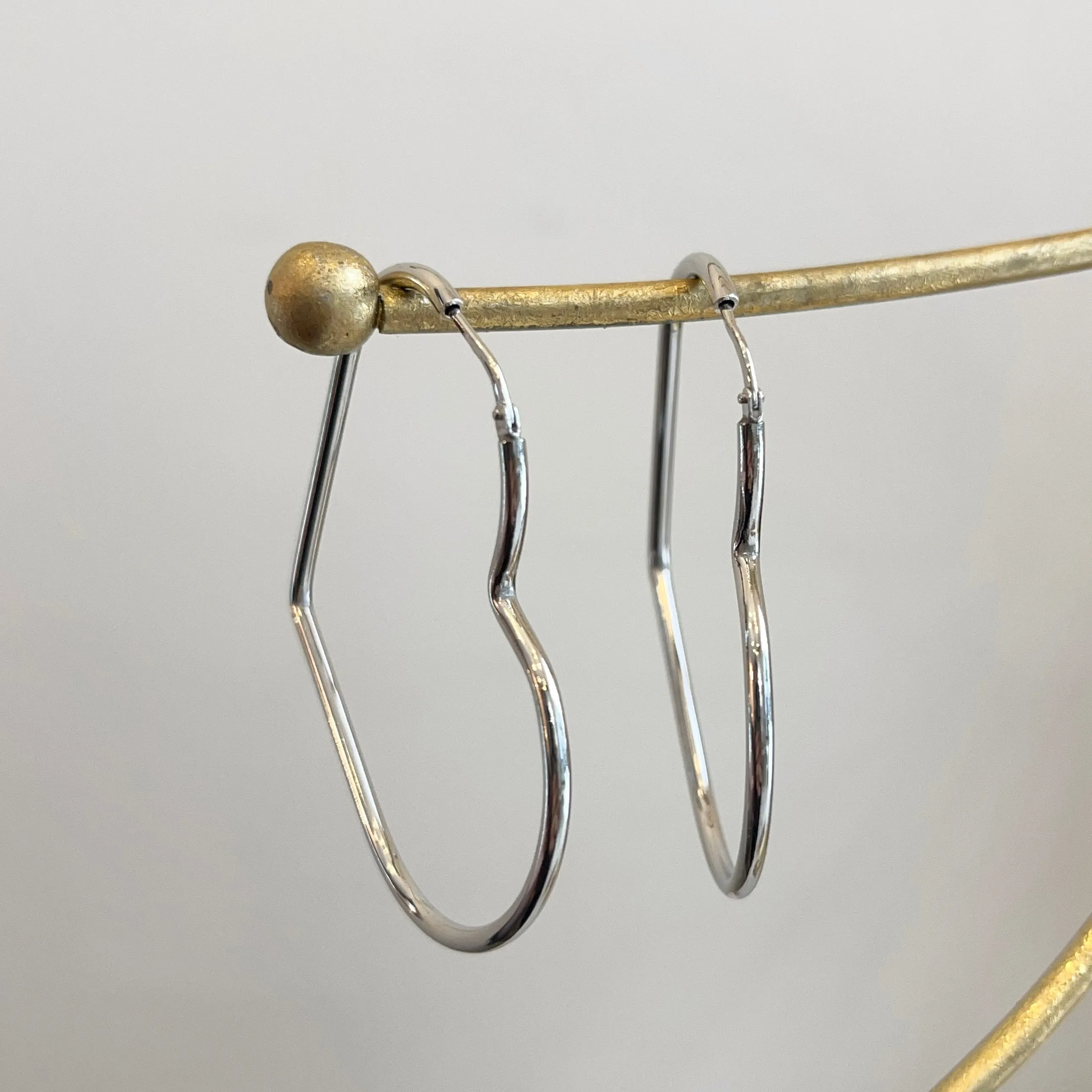 Sterling Silver Heart Shaped Endless Hoop Earrings 45mm