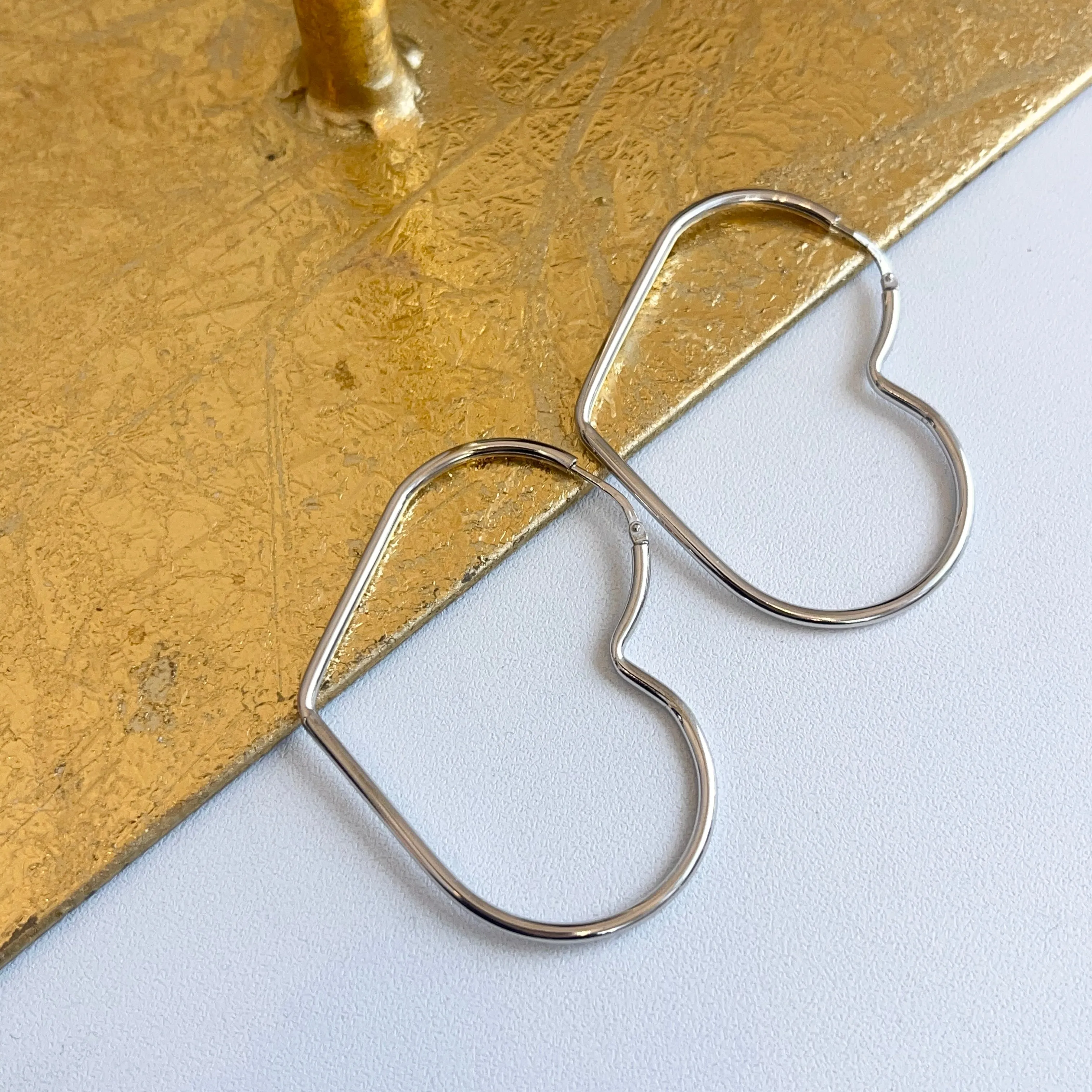 Sterling Silver Heart Shaped Endless Hoop Earrings 45mm