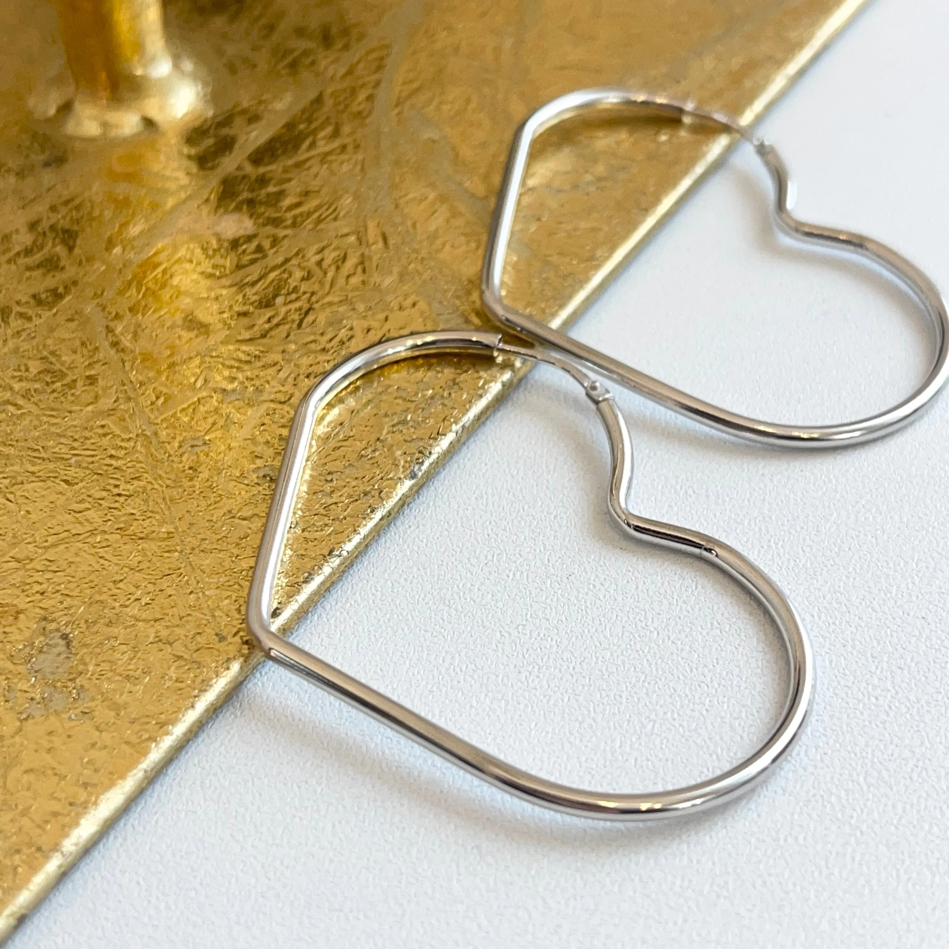 Sterling Silver Heart Shaped Endless Hoop Earrings 45mm
