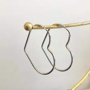 Sterling Silver Heart Shaped Endless Hoop Earrings 45mm