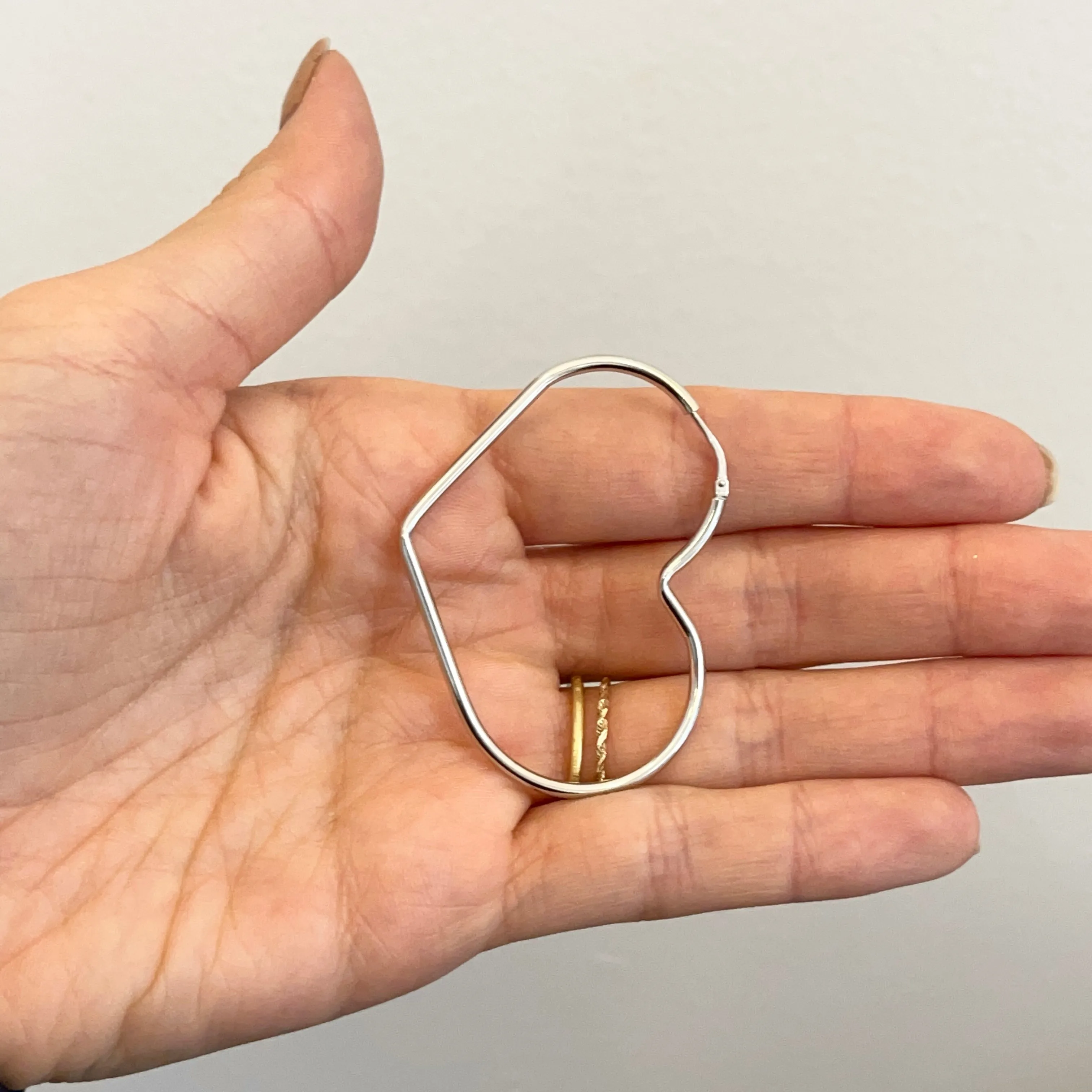Sterling Silver Heart Shaped Endless Hoop Earrings 45mm