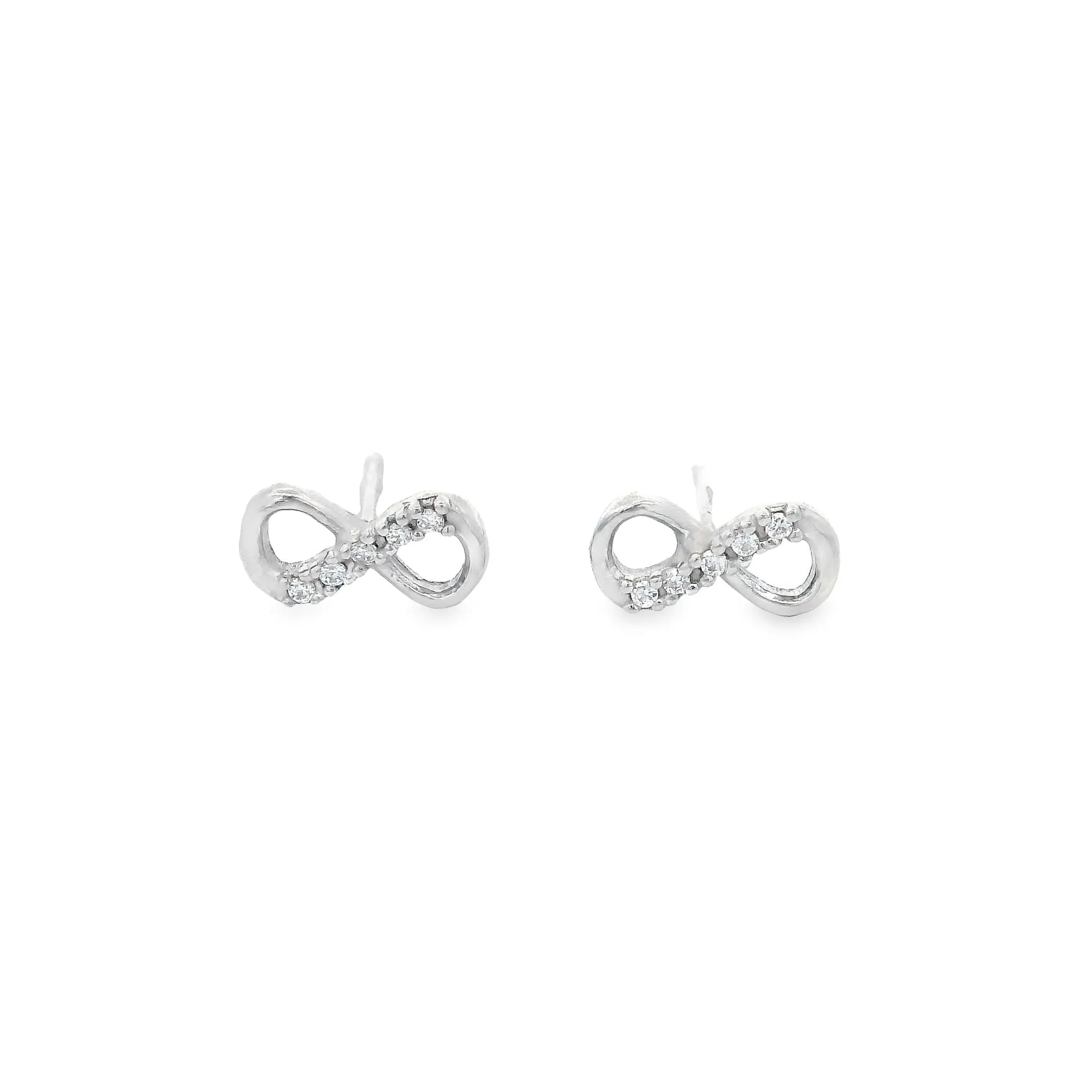 Sterling Silver Infinity Cubic Zirconia Stud Earrings