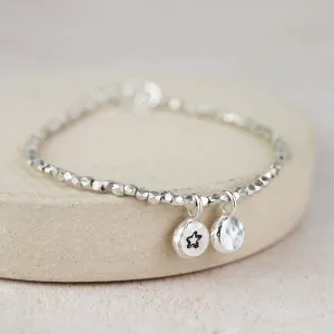 Sterling Silver Nugget Charm Bracelet (Two Charms)