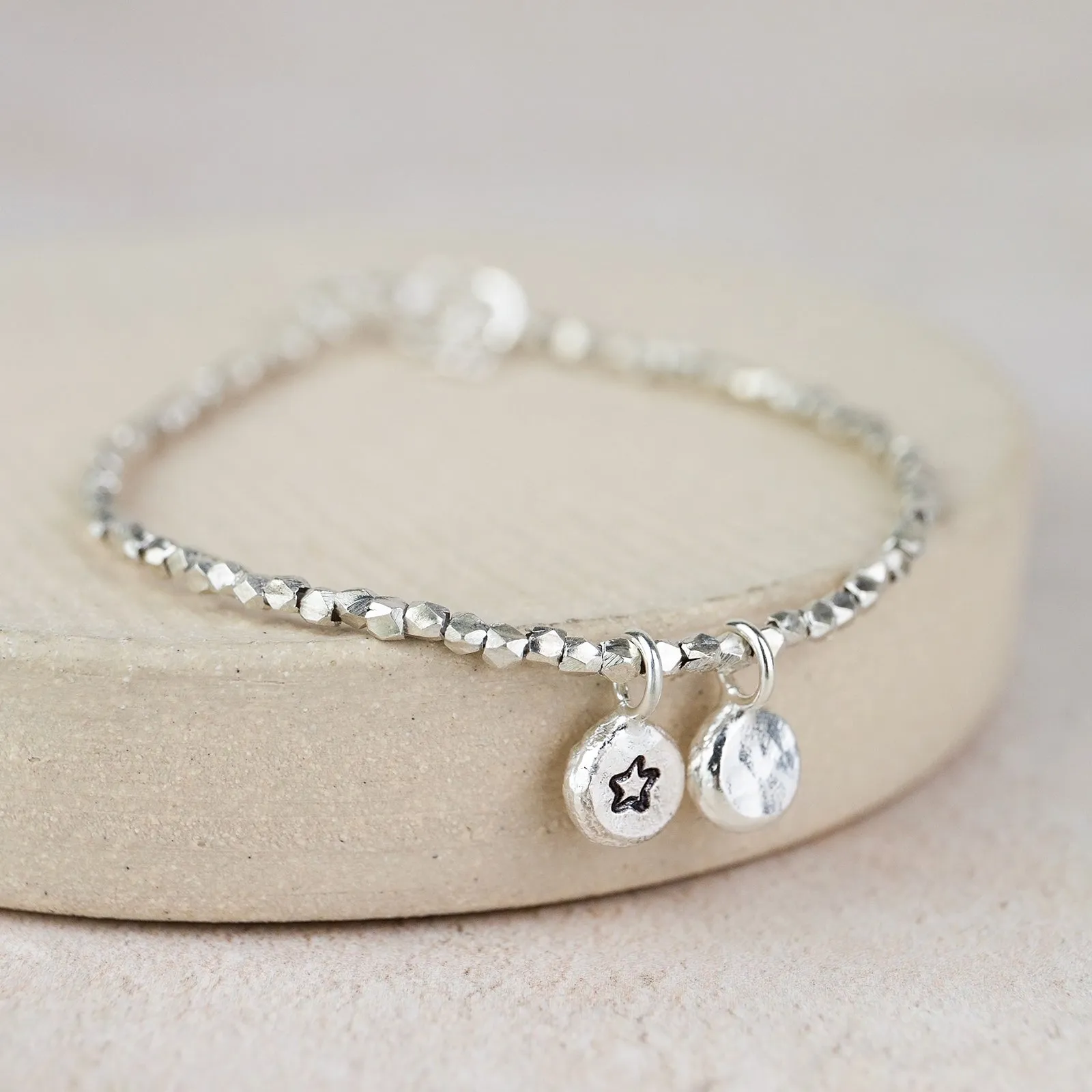 Sterling Silver Nugget Charm Bracelet (Two Charms)