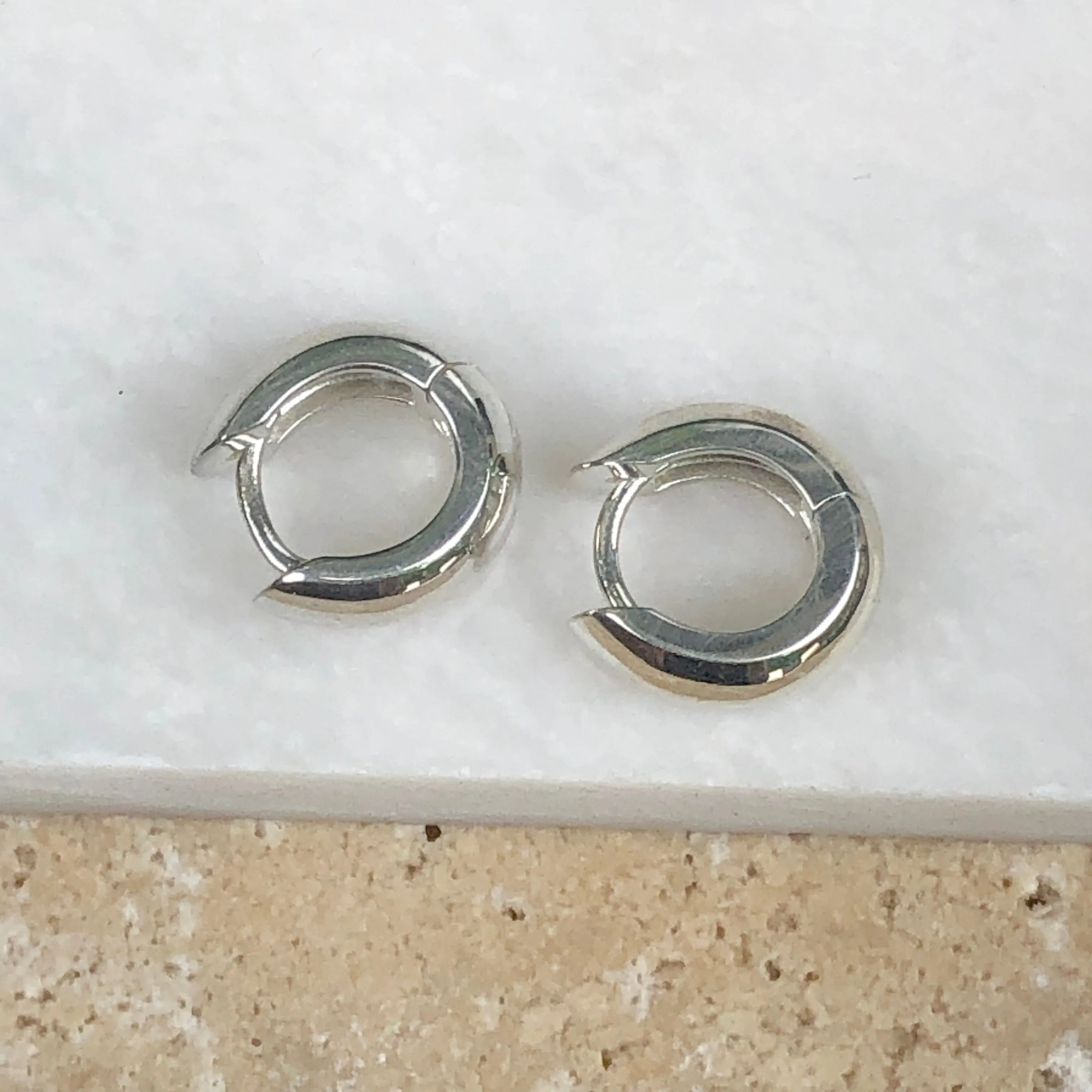 Sterling Silver Polished Hinged Huggie Hoop Earrings