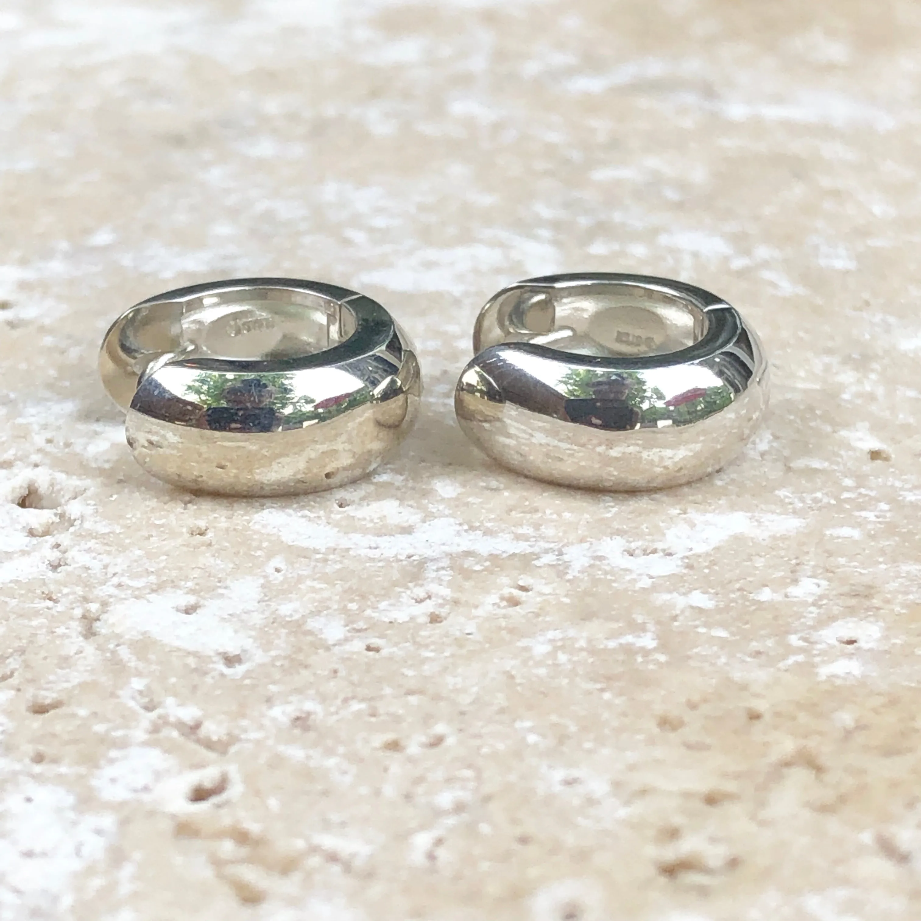 Sterling Silver Polished Hinged Huggie Hoop Earrings