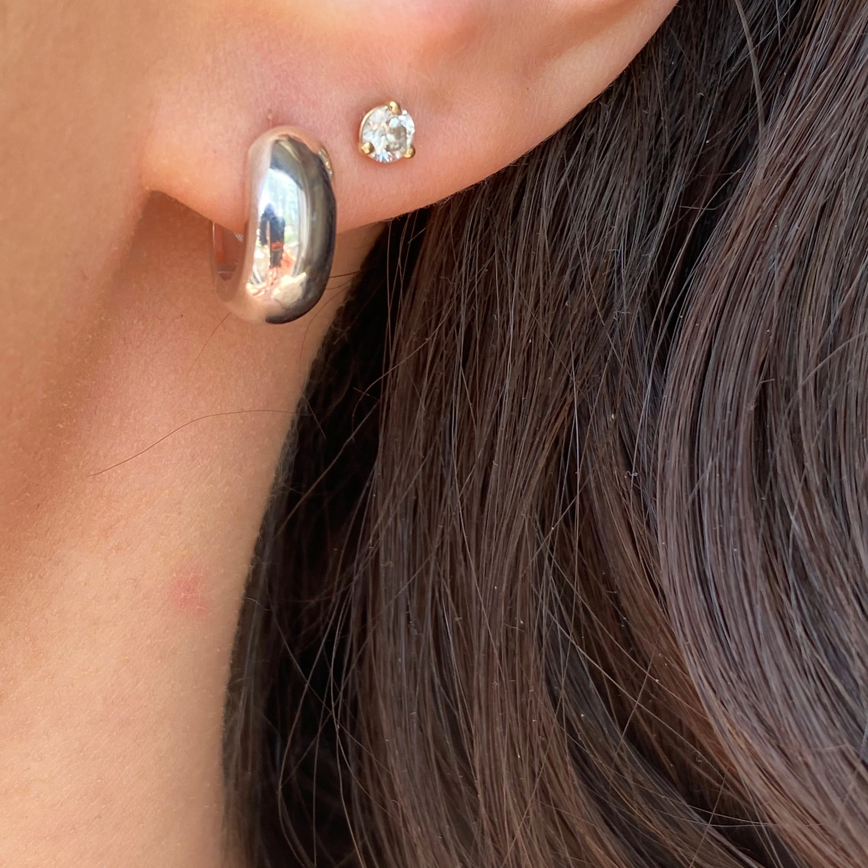 Sterling Silver Polished Hinged Huggie Hoop Earrings