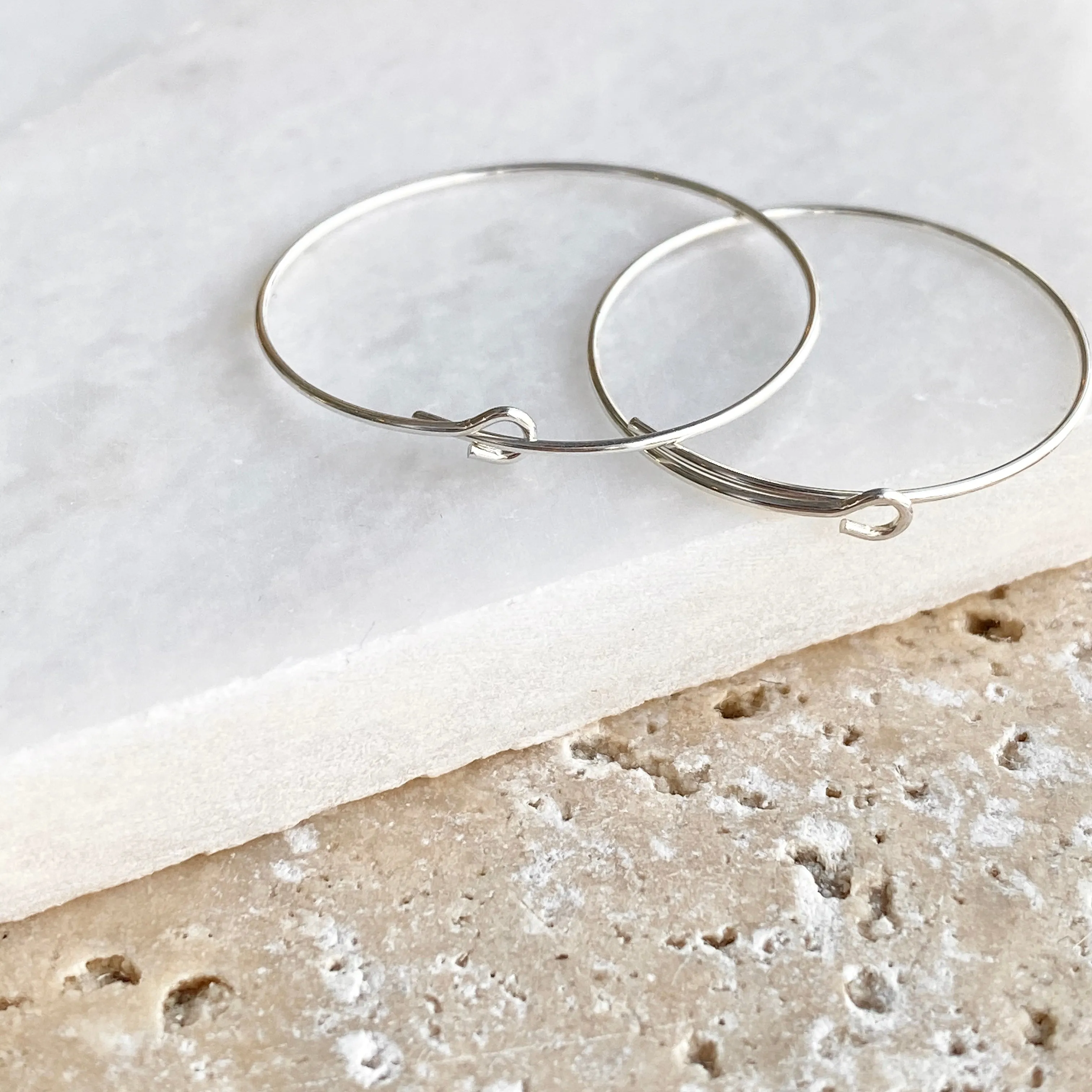 Sterling Silver Thin Hoop Earrings 25mm