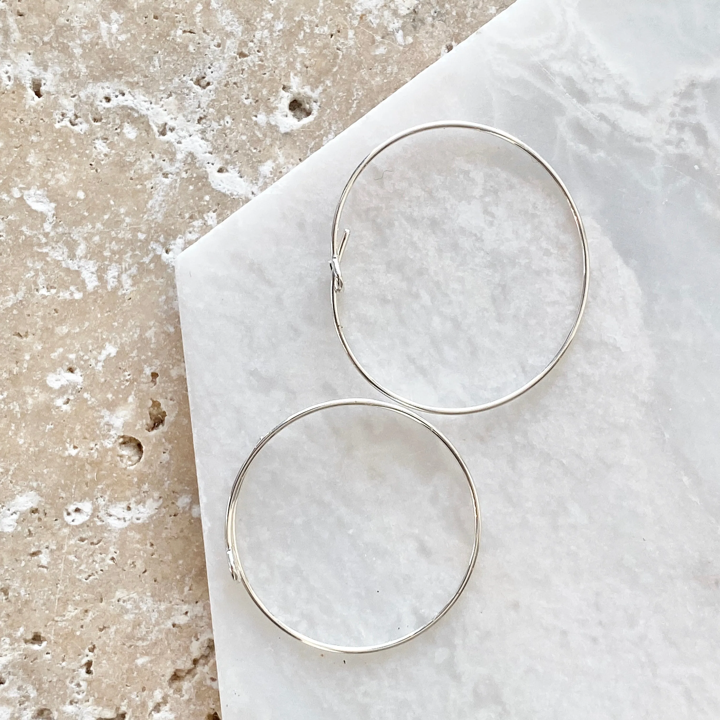 Sterling Silver Thin Hoop Earrings 25mm