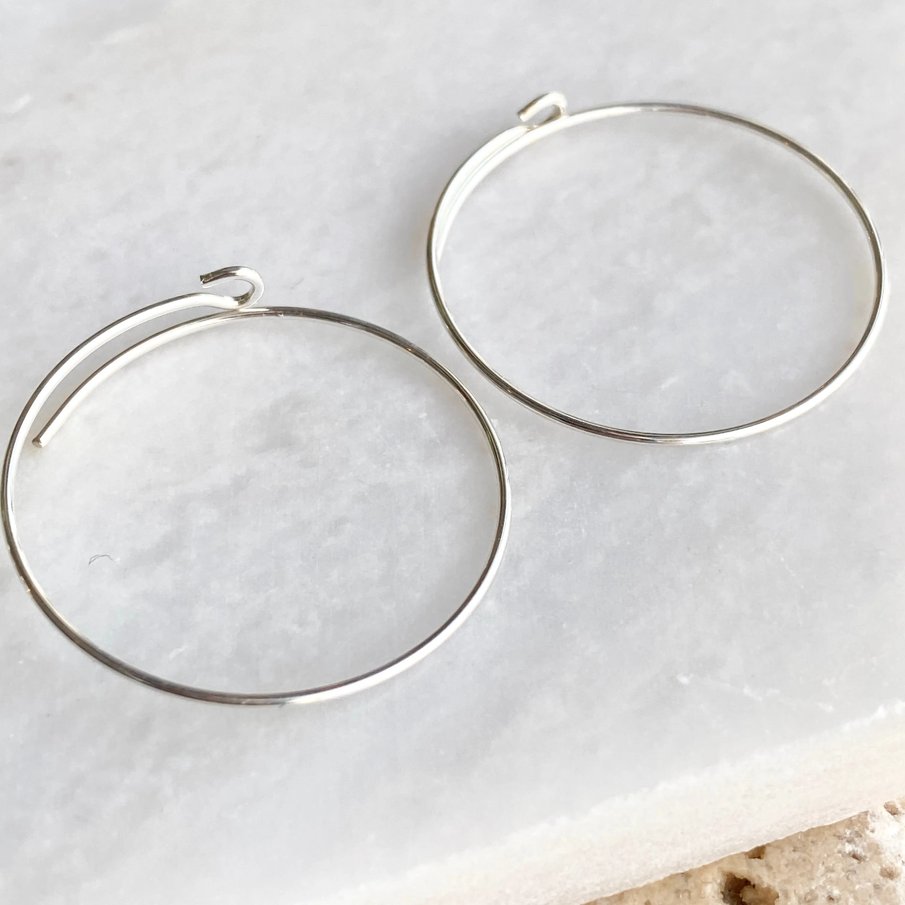 Sterling Silver Thin Hoop Earrings 25mm