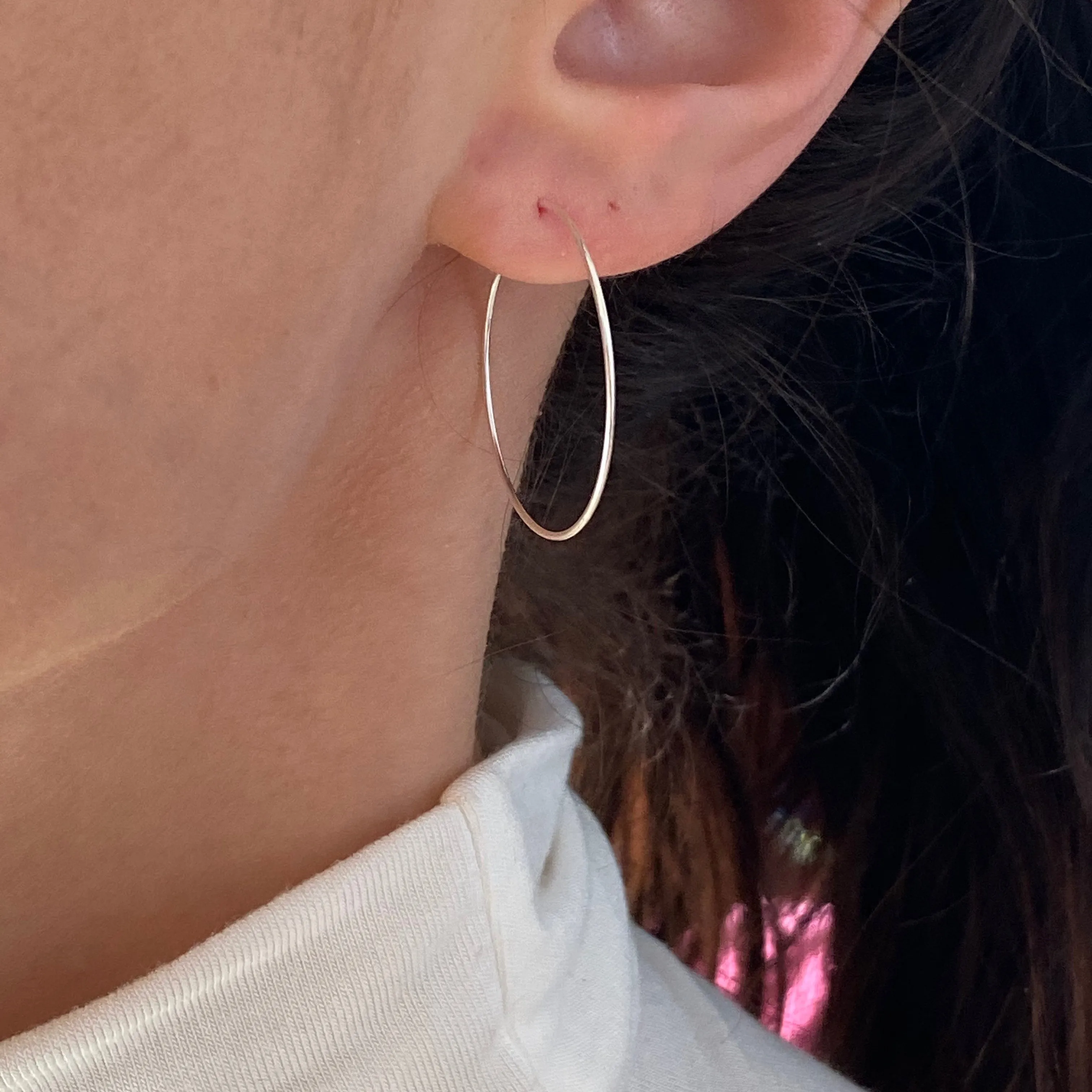 Sterling Silver Thin Hoop Earrings 25mm