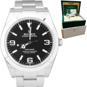 STICKERED 2017 Rolex Explorer I Black 39mm Stainless Steel Watch 214270 B P