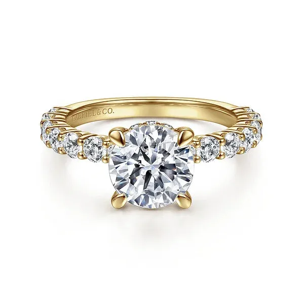 Straight Claw Prong Round Diamond Engagement Ring Mounting