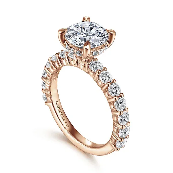 Straight Claw Prong Round Diamond Engagement Ring Mounting
