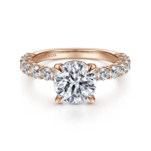 Straight Claw Prong Round Diamond Engagement Ring Mounting