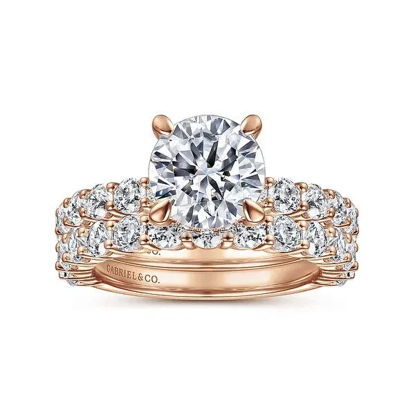 Straight Claw Prong Round Diamond Engagement Ring Mounting