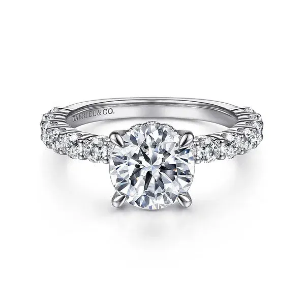 Straight Claw Prong Round Diamond Engagement Ring Mounting