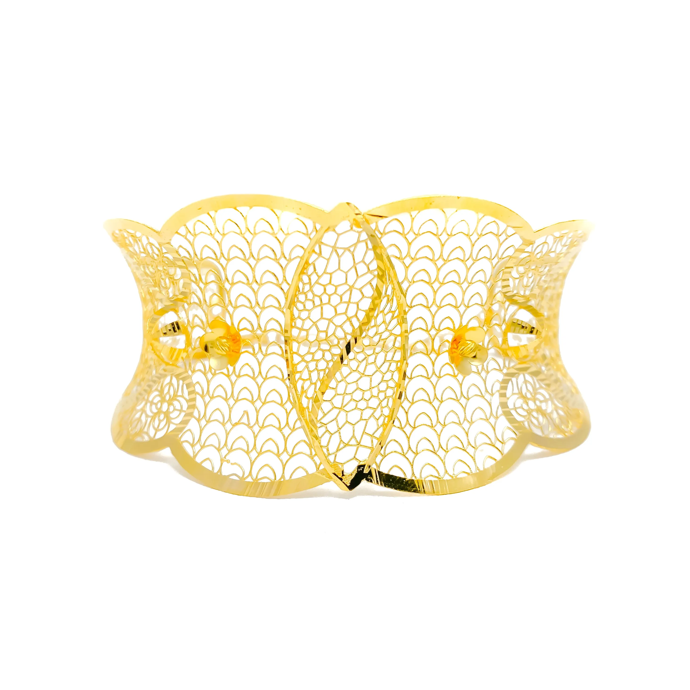 Stylish Grandiose 21K Gold Mesh Bangle Bracelet