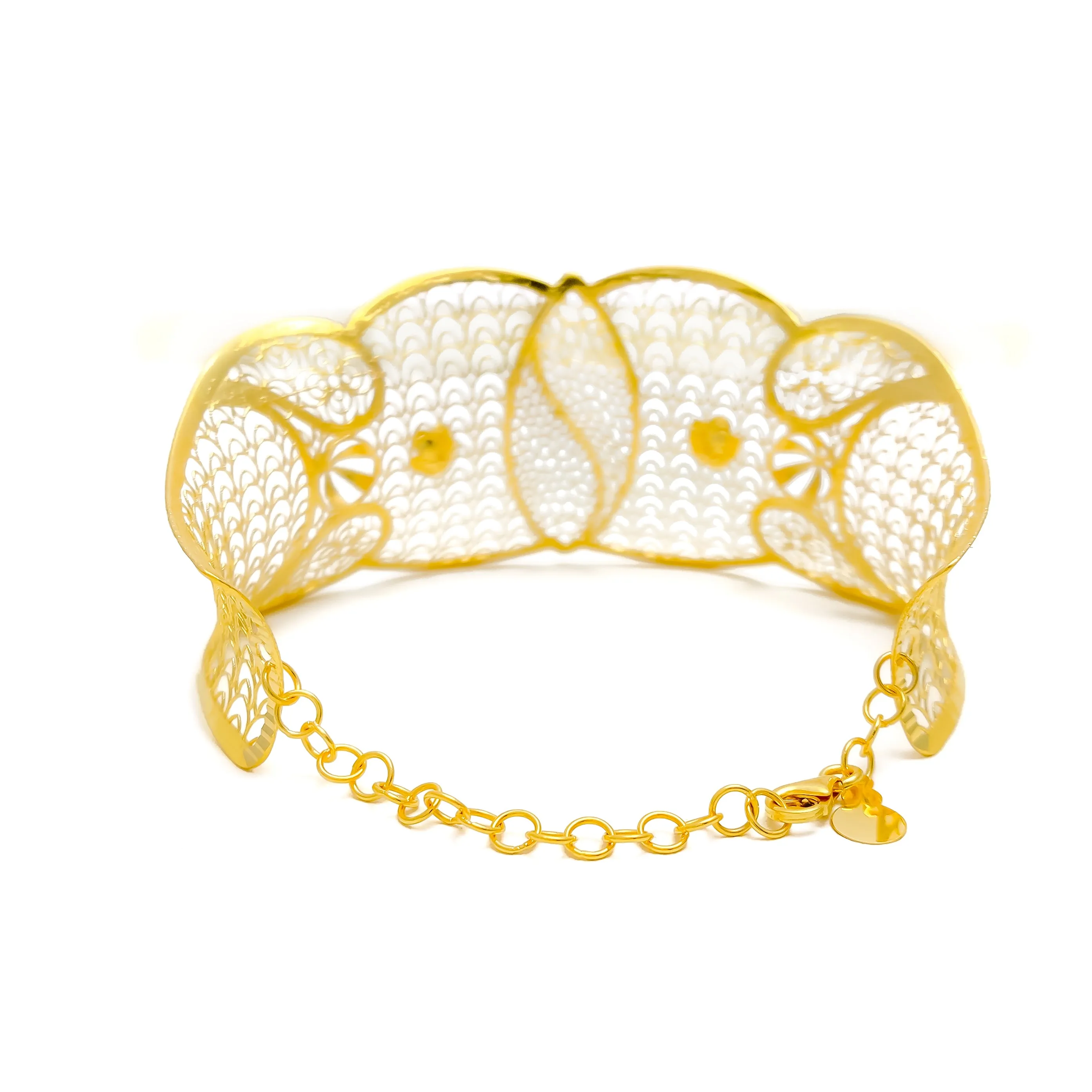 Stylish Grandiose 21K Gold Mesh Bangle Bracelet