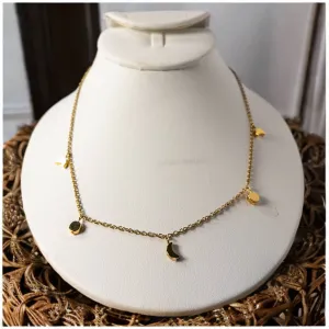 Sun and Moon 18k Gold Cable Chain Layering Necklace