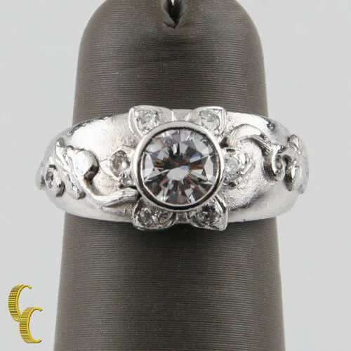 Sunflower Diamond Platinum Solitaire Engagement Ring GIA Certified Size 4.5