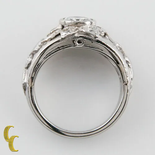 Sunflower Diamond Platinum Solitaire Engagement Ring GIA Certified Size 4.5