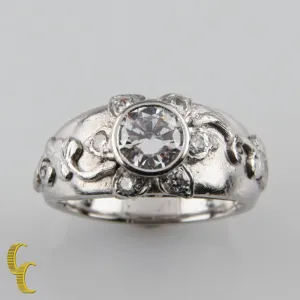 Sunflower Diamond Platinum Solitaire Engagement Ring GIA Certified Size 4.5
