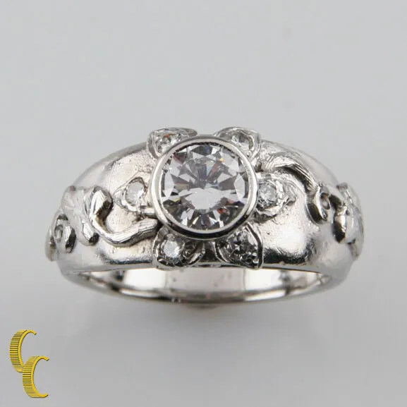 Sunflower Diamond Platinum Solitaire Engagement Ring GIA Certified Size 4.5