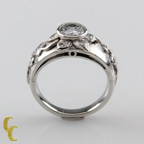 Sunflower Diamond Platinum Solitaire Engagement Ring GIA Certified Size 4.5