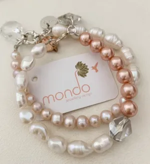Sunrise Swarovski Crystal and Pearl Bracelet Set