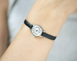 Super small quartz watch for women Seagull, micro watch women vintage silver shade, classic lady watch Xmas gift, new genuine leather band
