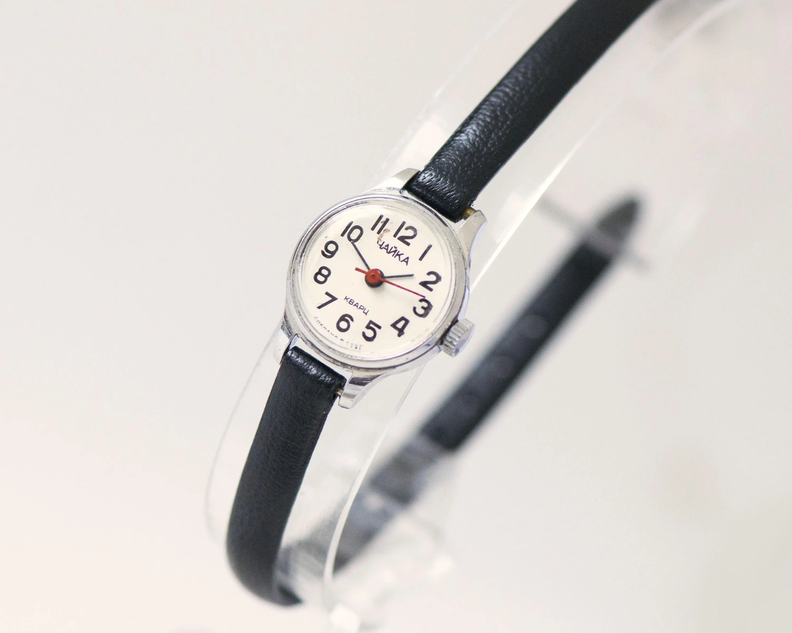 Super small quartz watch for women Seagull, micro watch women vintage silver shade, classic lady watch Xmas gift, new genuine leather band