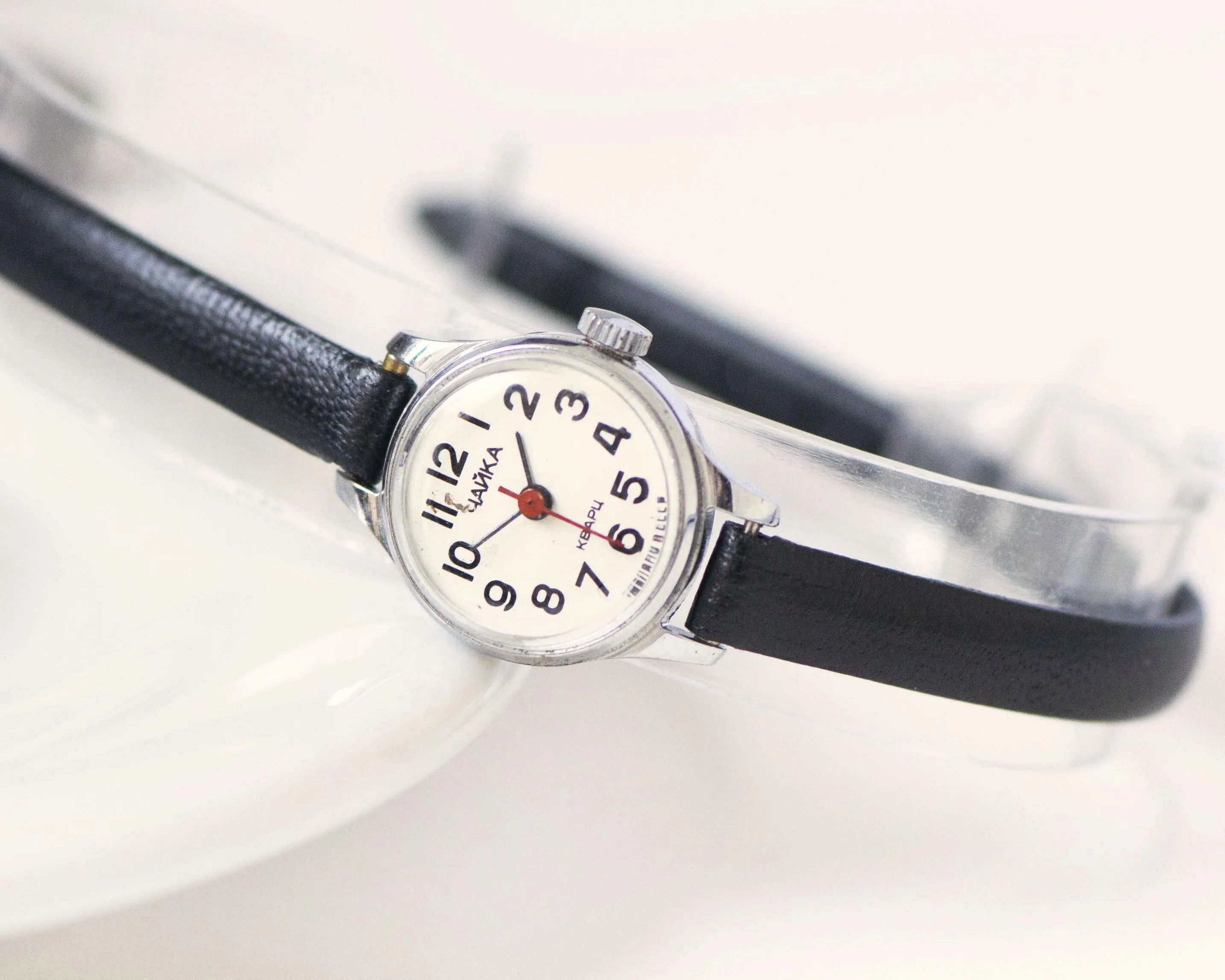 Super small quartz watch for women Seagull, micro watch women vintage silver shade, classic lady watch Xmas gift, new genuine leather band