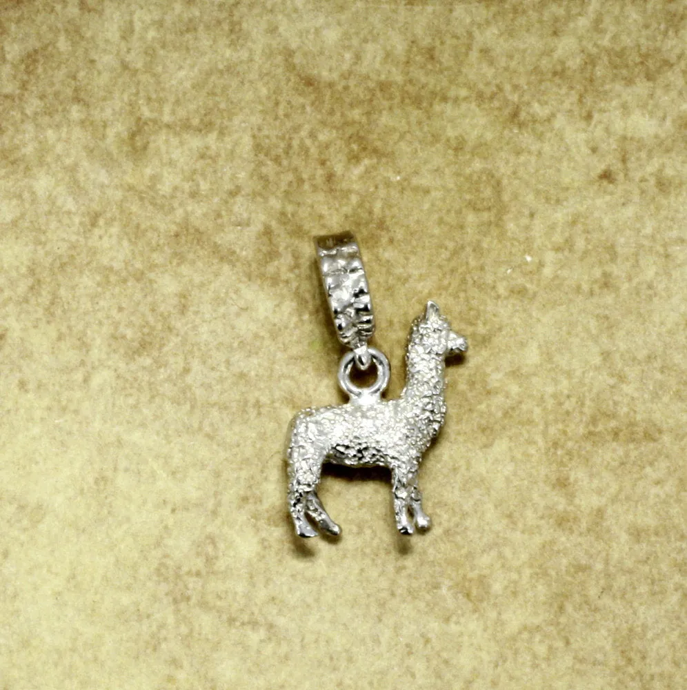 Suri Alpaca Jewelry Slide Charm in 925 Sterling Silver, Suri Alpaca Charm for alpaca lover