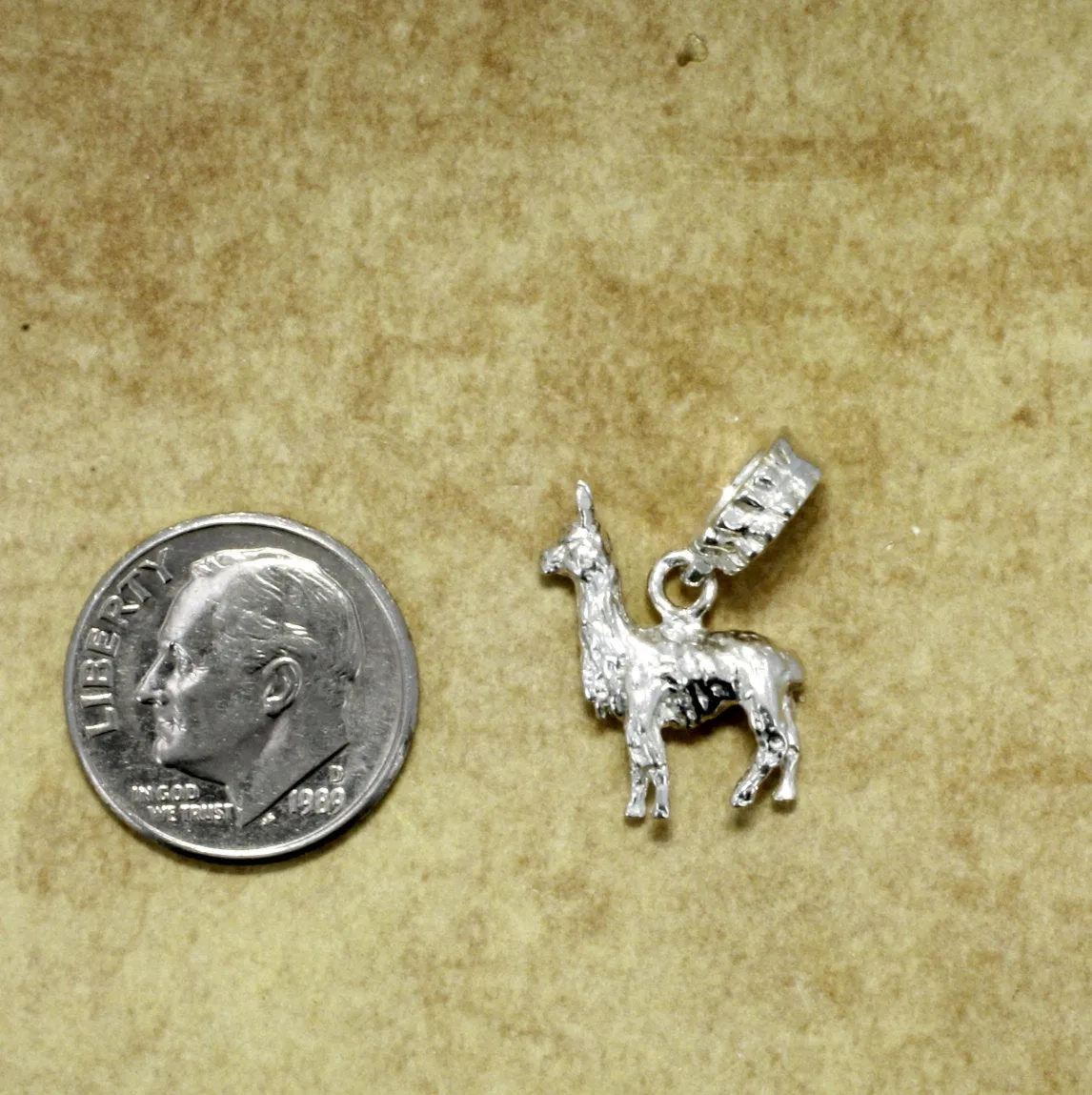 Suri Alpaca Jewelry Slide Charm in 925 Sterling Silver, Suri Alpaca Charm for alpaca lover