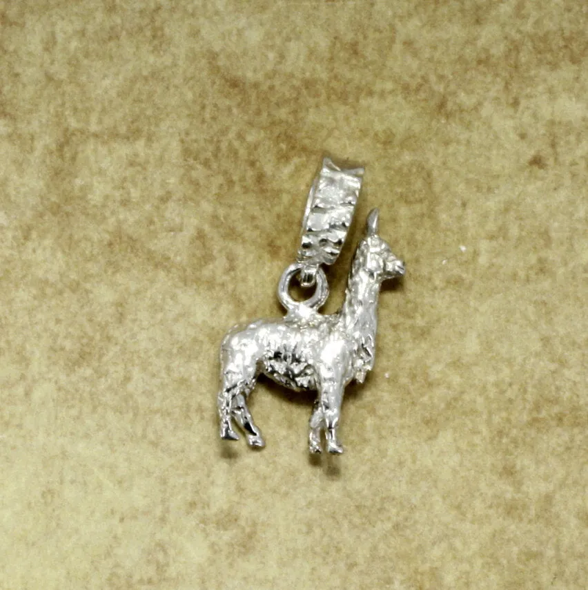 Suri Alpaca Jewelry Slide Charm in 925 Sterling Silver, Suri Alpaca Charm for alpaca lover