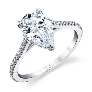 Sylvie Pear Shaped Classic Hidden Halo Engagement Ring