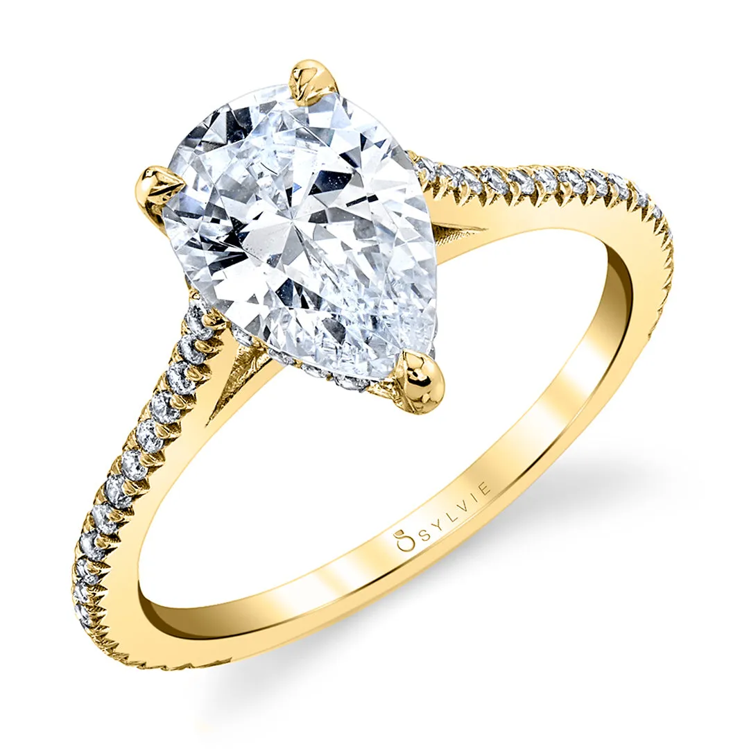 Sylvie Pear Shaped Classic Hidden Halo Engagement Ring