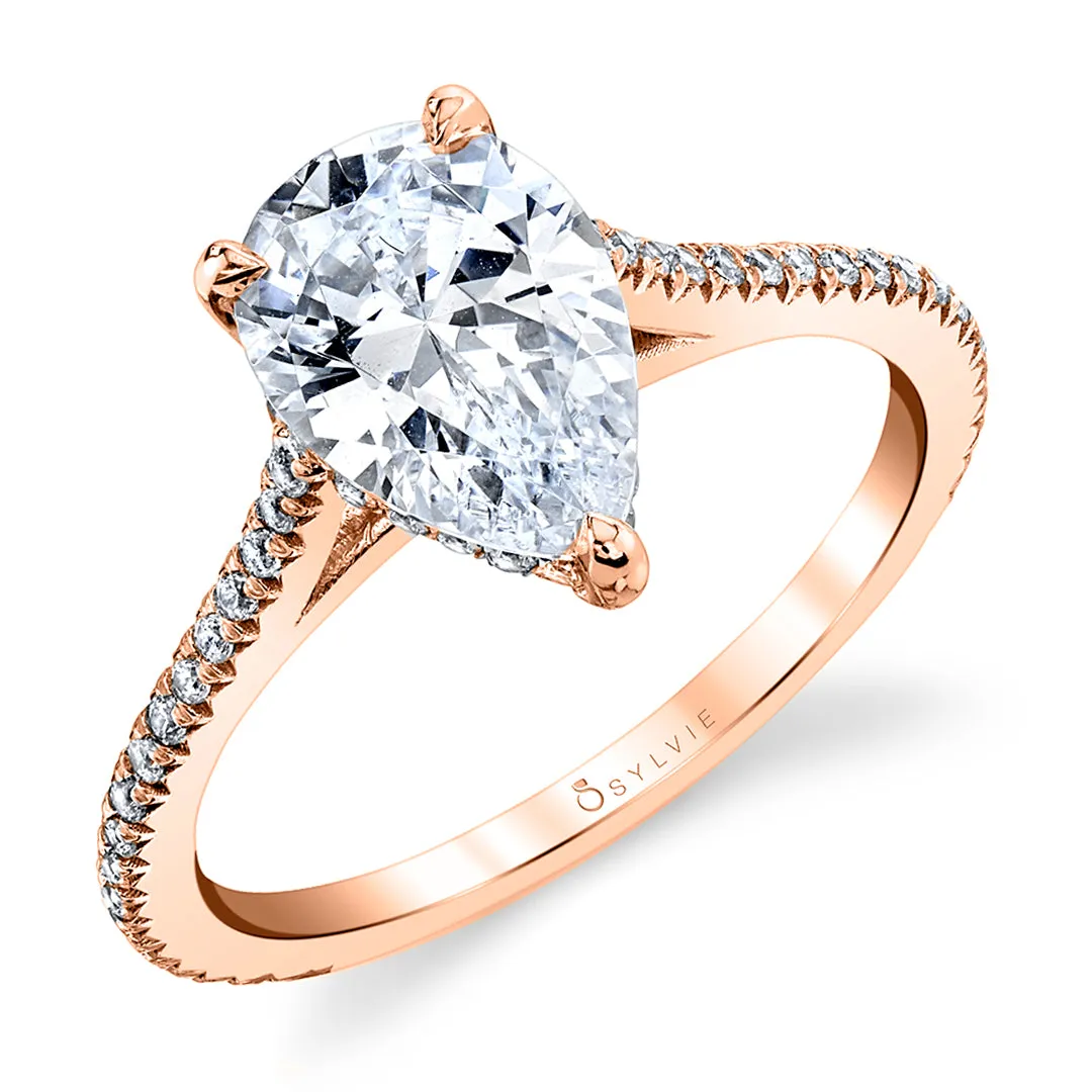 Sylvie Pear Shaped Classic Hidden Halo Engagement Ring