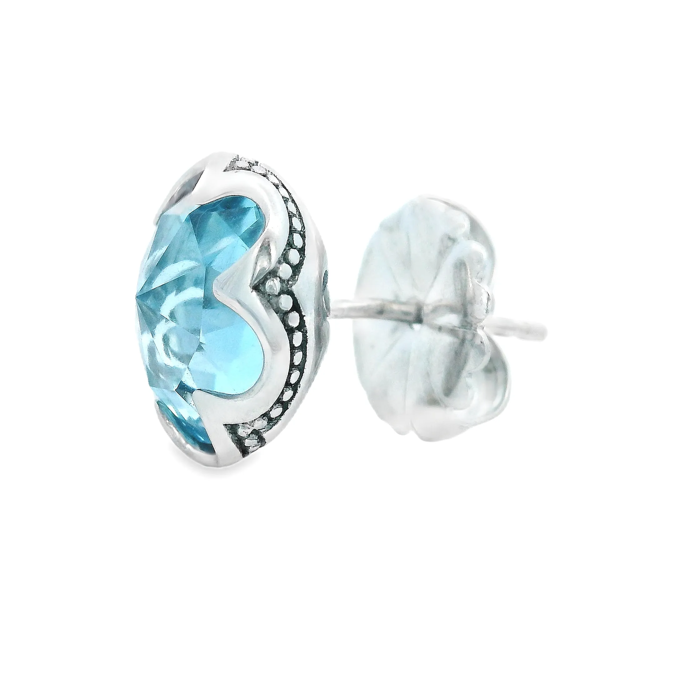 Tacori Sterling Silver & 18k White Gold Blue Topaz Earrings