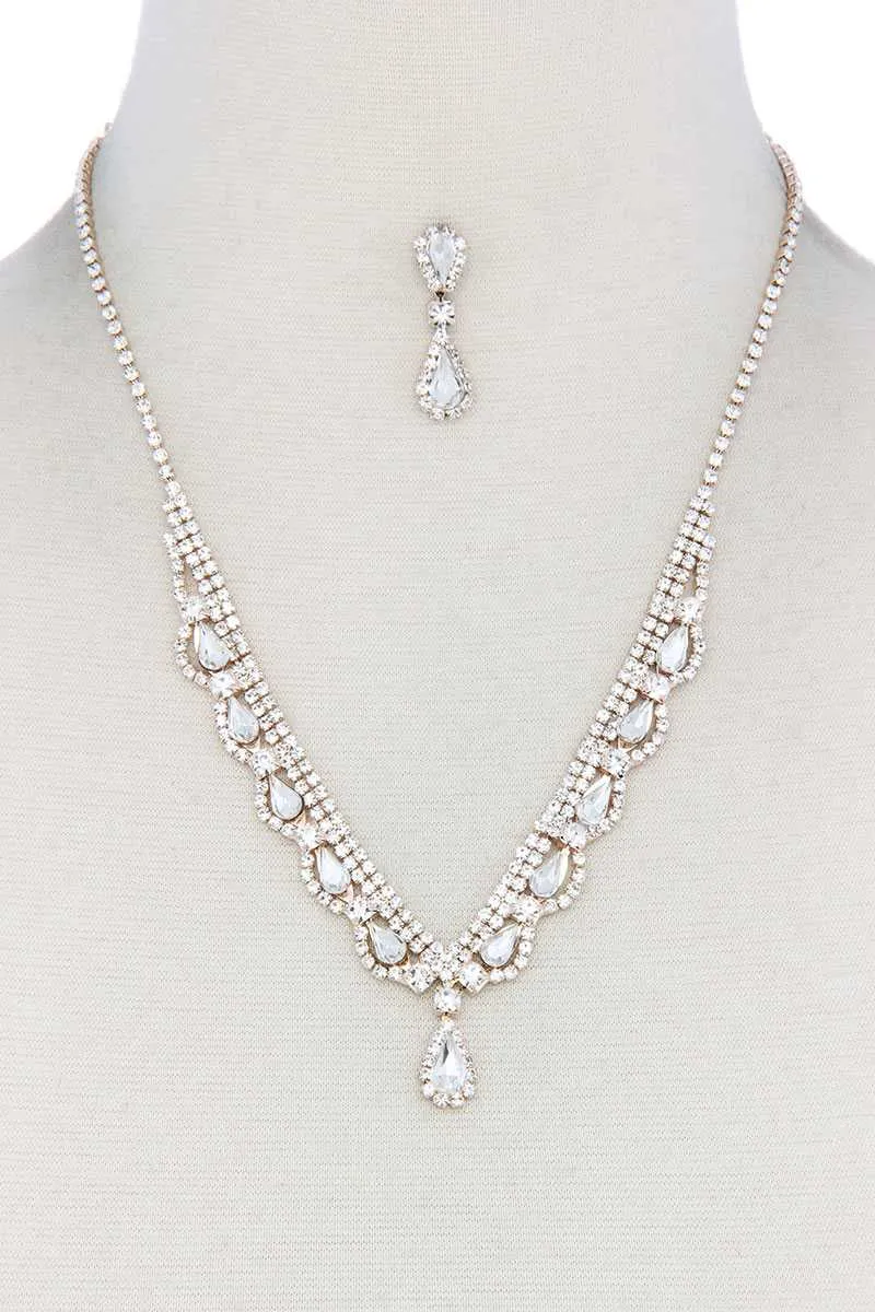 Teardrop Shape Rhinestone Necklace