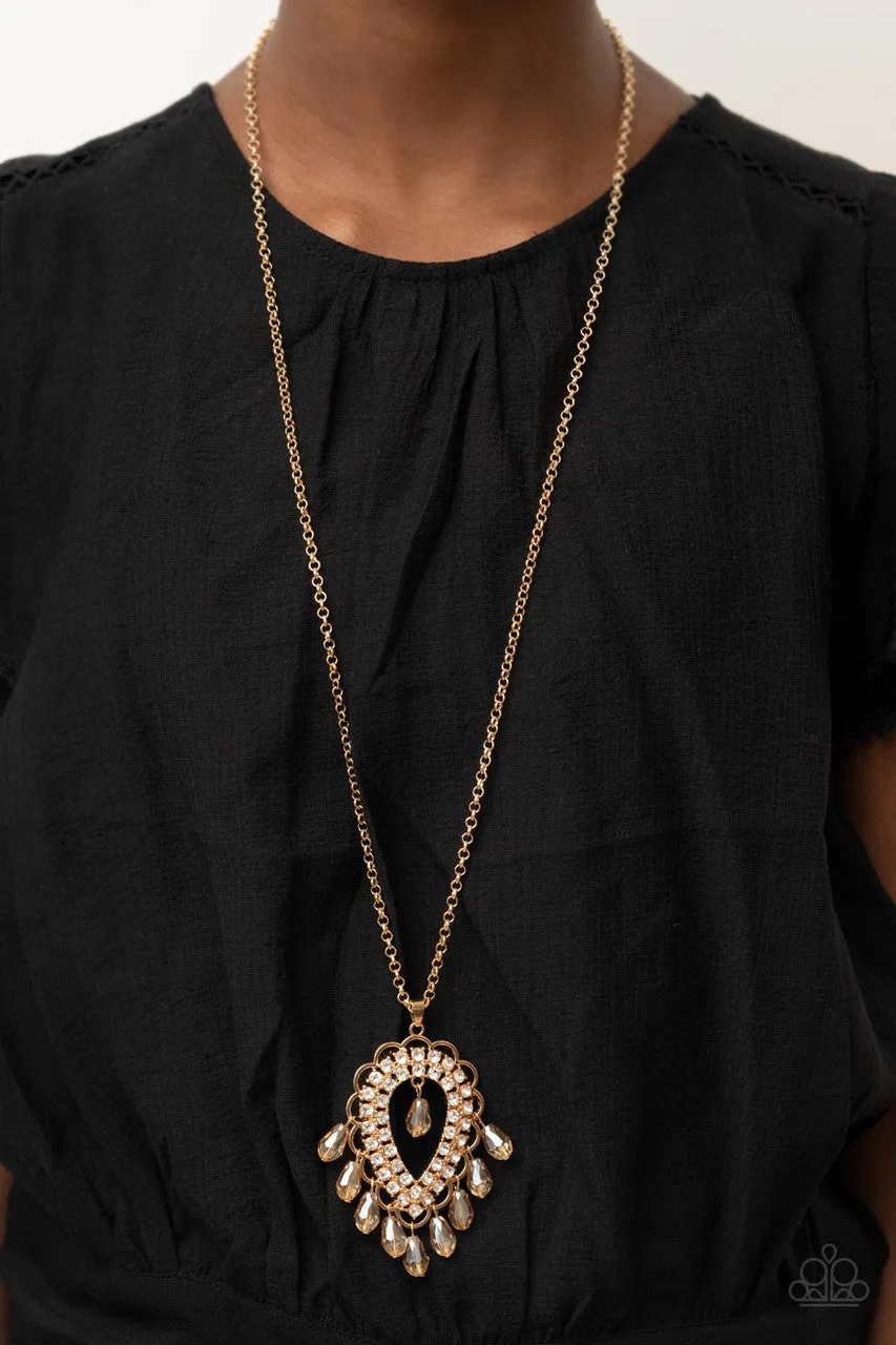 Teasable Teardrops Gold Paparazzi Necklace