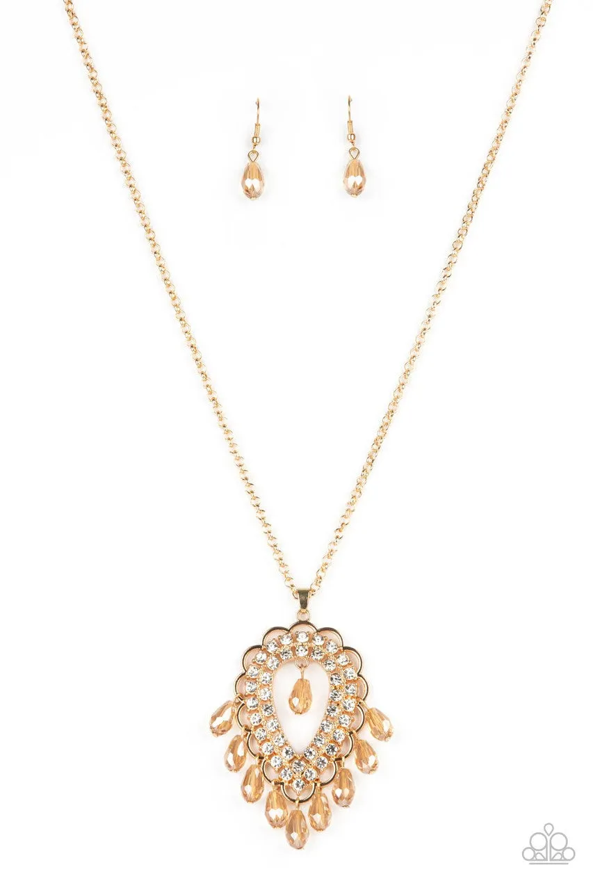 Teasable Teardrops Gold Paparazzi Necklace