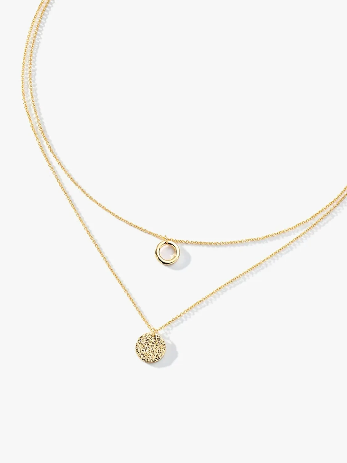 Texture Disk Layered Necklaces